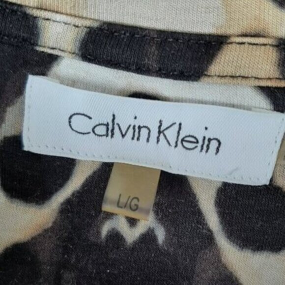 CALVIN KLEIN \ Short Sleeve T-Shirt Dress Abstract Animal Print Sz L - Picture 9 of 10